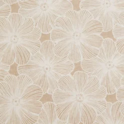 Toile polycoton grande largeur beige motif fleur diva blanche