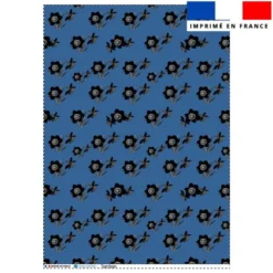 Torchon bleu imprimé jonquilles - Création Cat&Colours