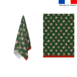 Torchon imprimé animaux couronne de noel vert - Création Stillistic