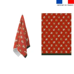 Torchon imprimé animaux couronne de noel rouge - Création Stillistic