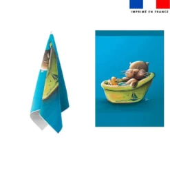 Torchon imprimé bébé loutre - Création Stillistic