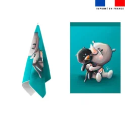 Torchon imprimé bébé rhino - Création Stillistic