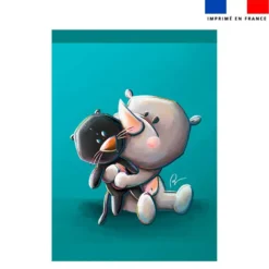 Torchon imprimé bébé rhino - Création Stillistic