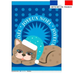 Torchon imprimé chat de noël gris - Création Lita Blanc
