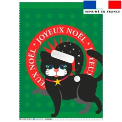 Torchon imprimé chat de noël noir - Création Lita Blanc
