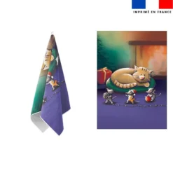 Torchon imprimé chat et souris de noel - Création Stillistic