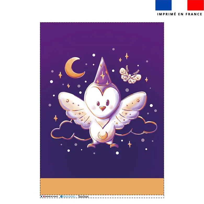 Torchon imprimé chouette magicienne - Création Stillistic
