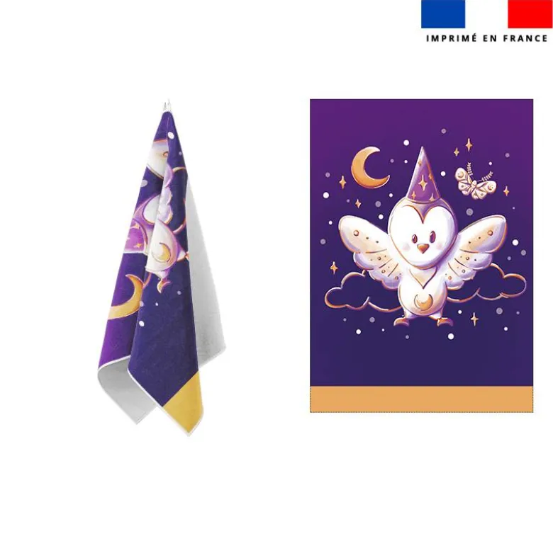 Torchon imprimé chouette magicienne - Création Stillistic