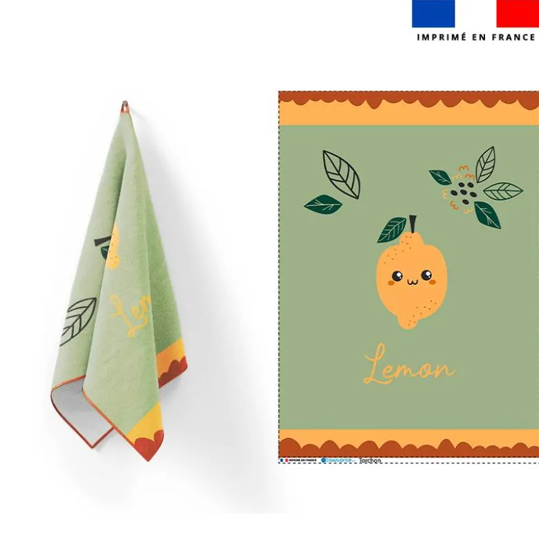 Torchon imprimé citron joyeux
