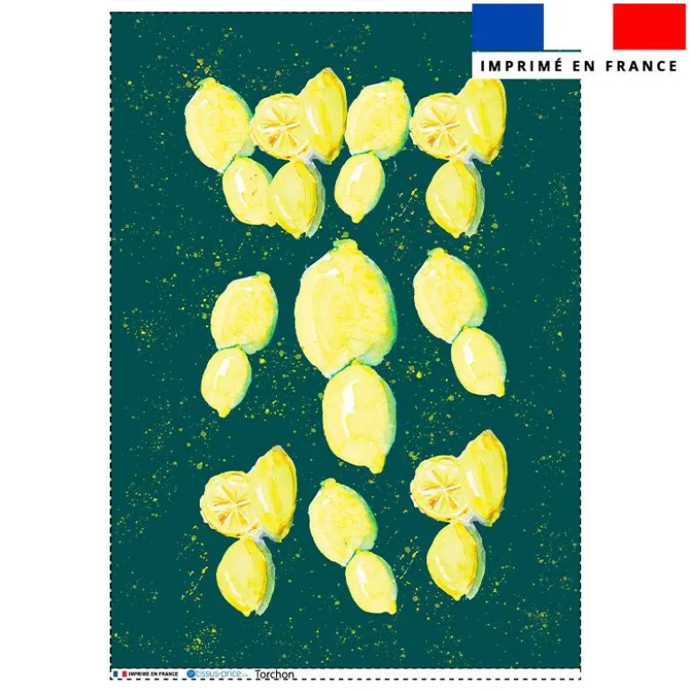 Torchon imprimé citron splash - Création Cat&Colours