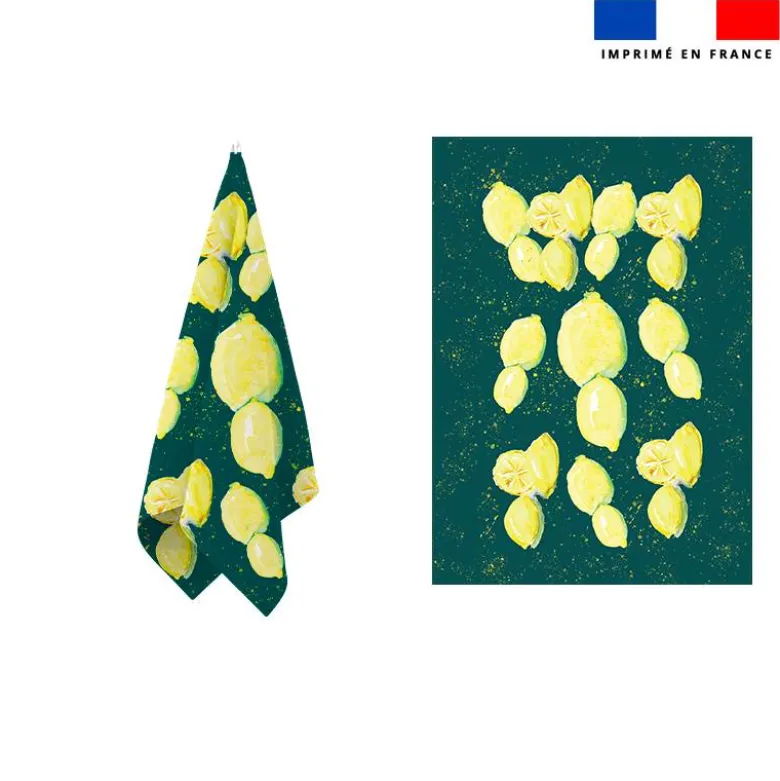 Torchon imprimé citron splash - Création Cat&Colours
