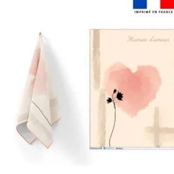 Torchon imprimé coeur aquarelle maman d'amour