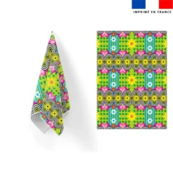 Torchon imprimé fleur 5 - Création Lita Blanc