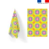 Torchon imprimé fleur 7 - Création Lita Blanc