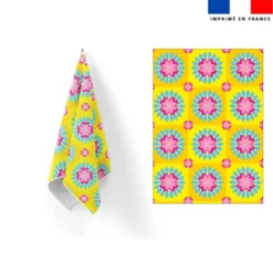 Torchon imprimé fleur 7 - Création Lita Blanc