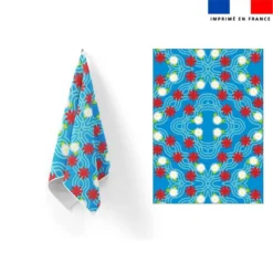 Torchon imprimé fleur 6 - Création Lita Blanc