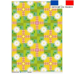 Torchon imprimé fleur 8 - Création Lita Blanc
