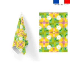 Torchon imprimé fleur 8 - Création Lita Blanc