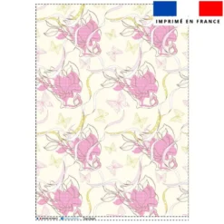 Torchon imprimé fleurs et papillons jaune - Création Lili Bambou Design
