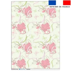 Torchon imprimé fleurs et papillons vert - Création Lili Bambou Design
