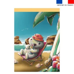 Torchon imprimé hippo plage - Création Stillistic