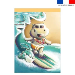 Torchon imprimé hippo surf - Création Stillistic