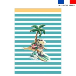 Torchon imprimé hippo surf et rayures - Création Stillistic
