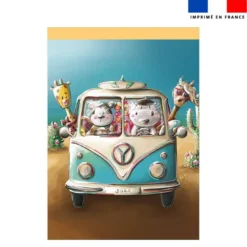 Torchon imprimé hippo van - Création Stillistic