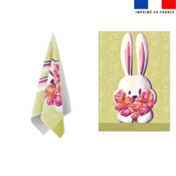 Torchon imprimé lapin printanier - Création Stillistic