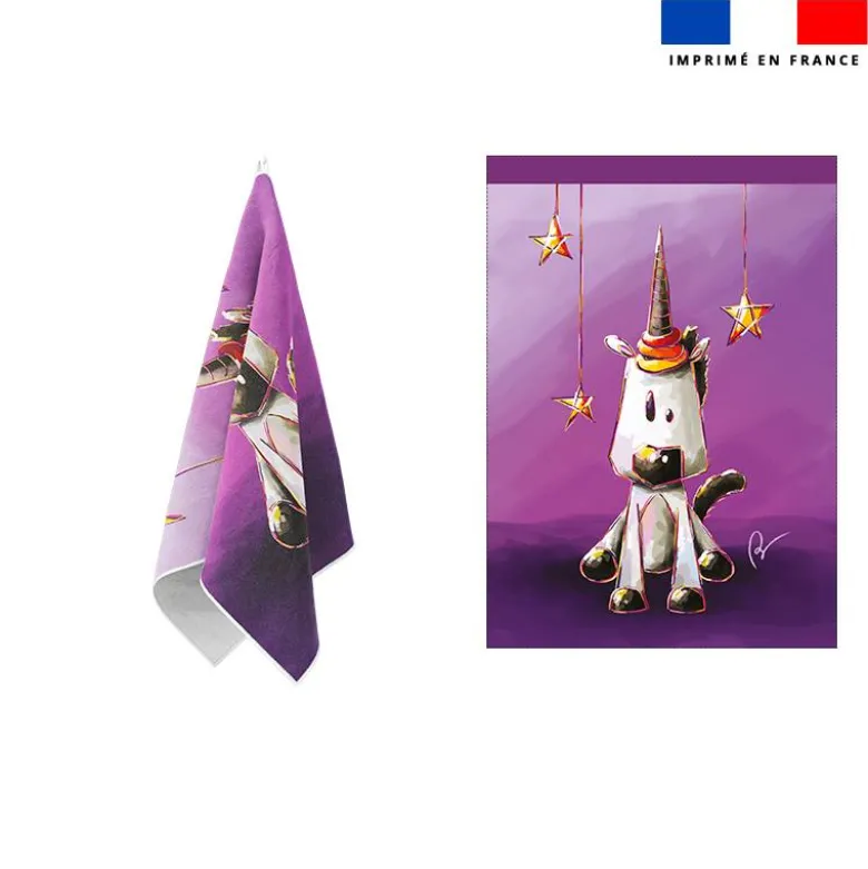 Torchon imprimé licorne - Création Stillistic