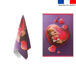 Torchon imprimé loutre et coeurs - Création Stillistic