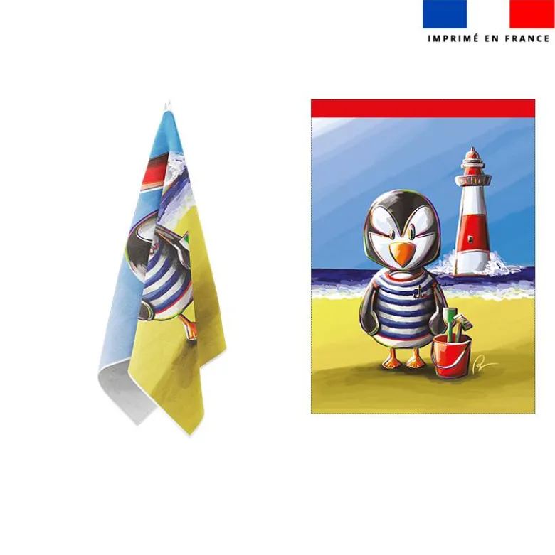 Torchon imprimé macareux - Création Stillistic