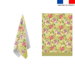 Torchon imprimé mini lapin printanier vert clair - Création Stillistic