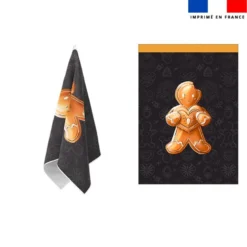 Torchon imprimé Noël bonhomme pain d'épices coeur - Création Stillistic