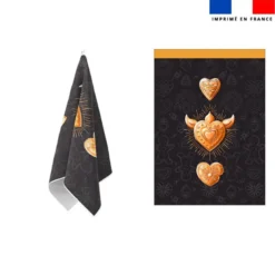 Torchon imprimé Noël coeur et ex-voto pain d'épices - Création Stillistic
