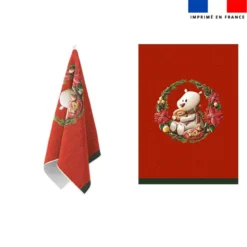 Torchon imprimé ours couronne de Noël - Création Stillistic