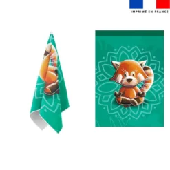 Torchon imprimé panda roux yoga lotus - Création Stillistic