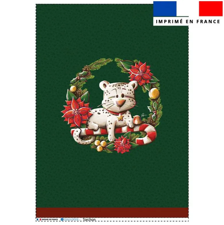 Torchon imprimé panthère couronne de Noël - Création Stillistic