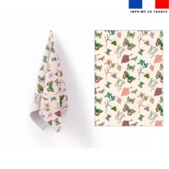 Torchon imprimé papillons d'automne rosé - Création Lili Bambou Design