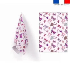 Torchon imprimé papillons d'automne rose - Création Lili Bambou Design