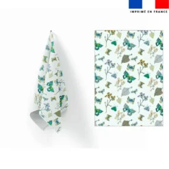 Torchon imprimé papillons d'automne vert - Création Lili Bambou Design