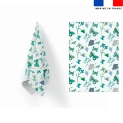 Torchon imprimé papillons d'automne bleu - Création Lili Bambou Design
