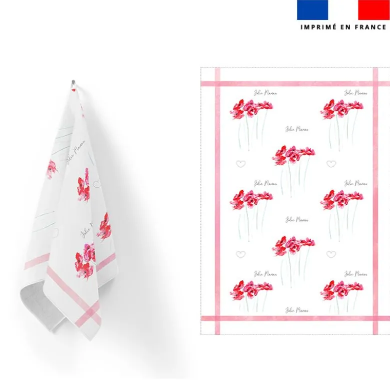 Torchon imprimé petit coquelicot jolie maman