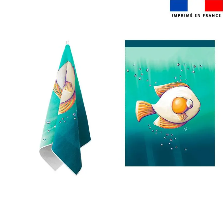 Torchon imprimé poisson oeuf - Création Stillistic