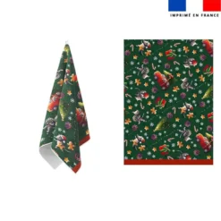 Torchon imprimé souris de noel vert - Création Stillistic