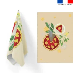 Torchon imprimé tarte de noel