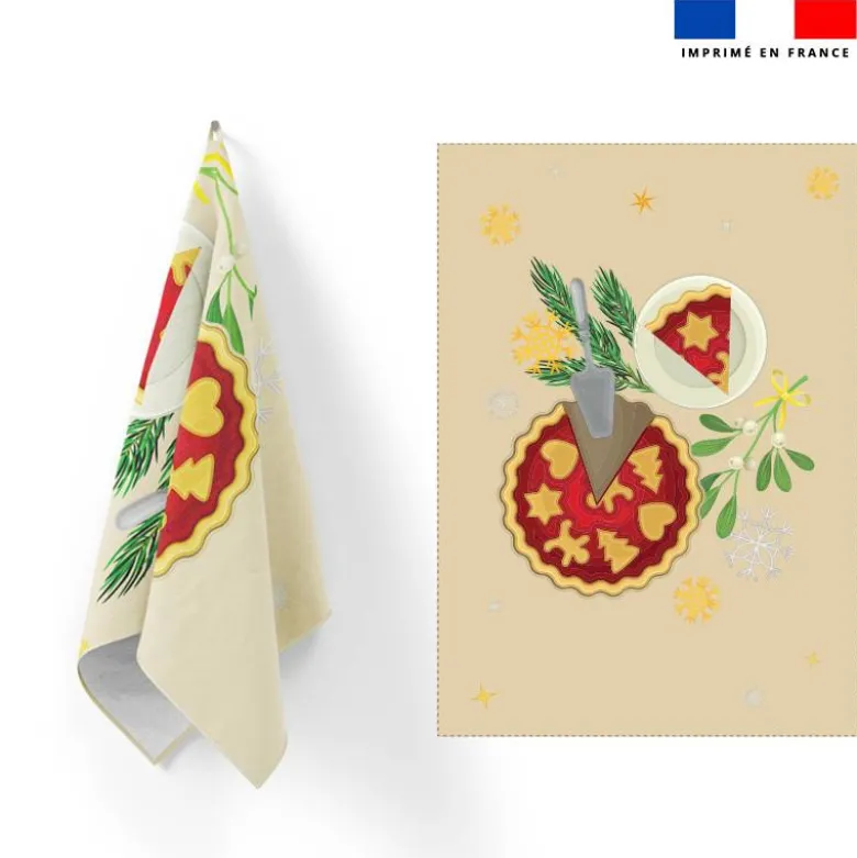 Torchon imprimé tarte de noel
