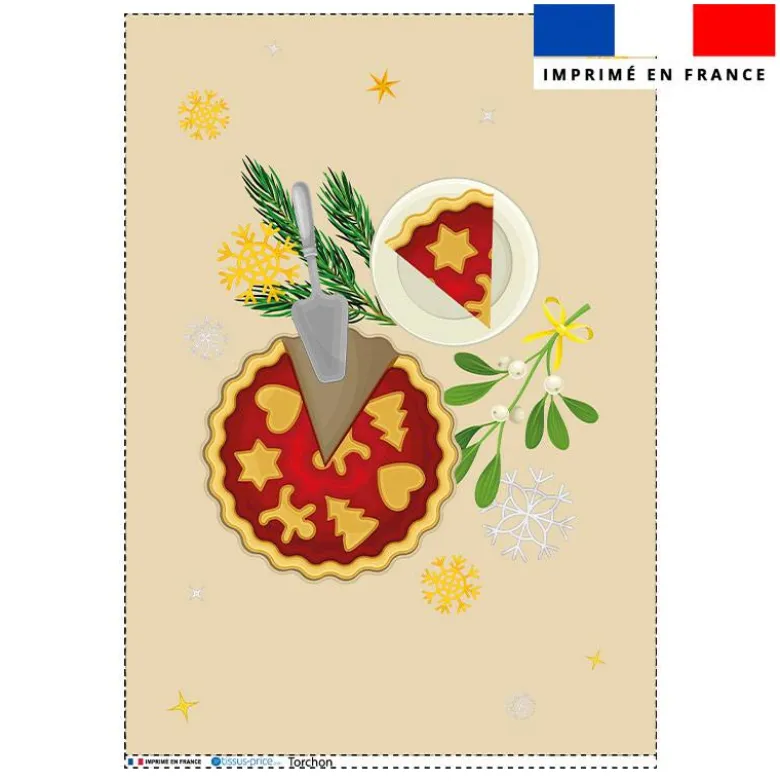 Torchon imprimé tarte de noel