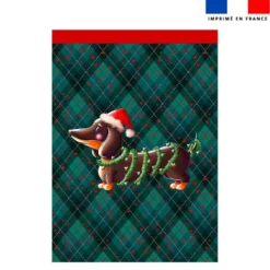 Torchon imprimé Teckel bonnet de Noël - Création Stillistic