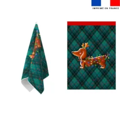Torchon imprimé Teckel renne de Noël - Création Stillistic